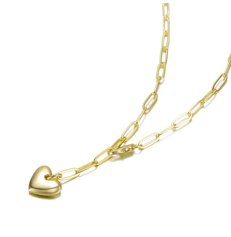 14K Gold Plated with Heart Charm Y Necklace for Kids