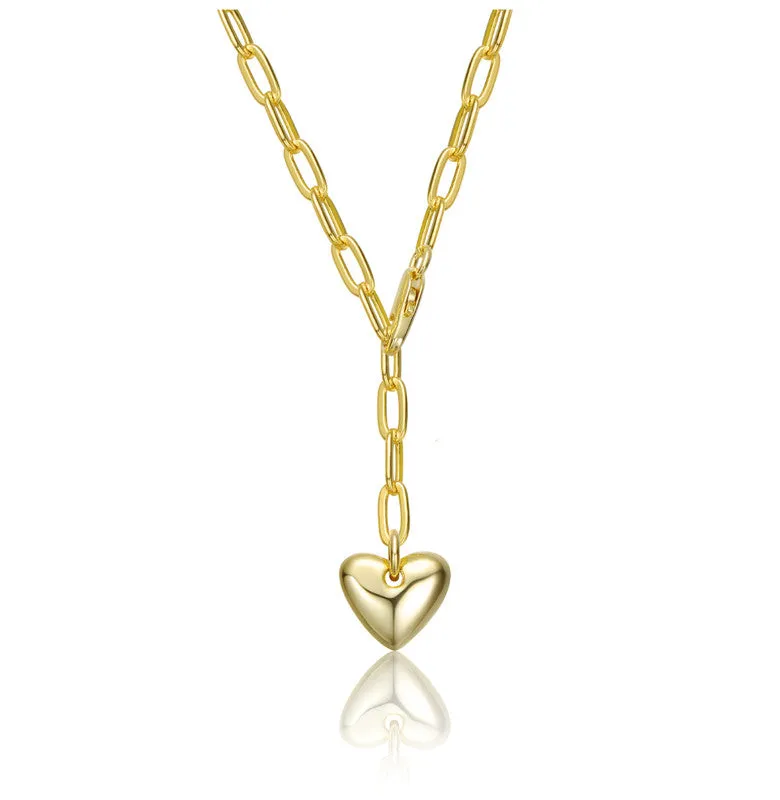 14K Gold Plated with Heart Charm Y Necklace for Kids