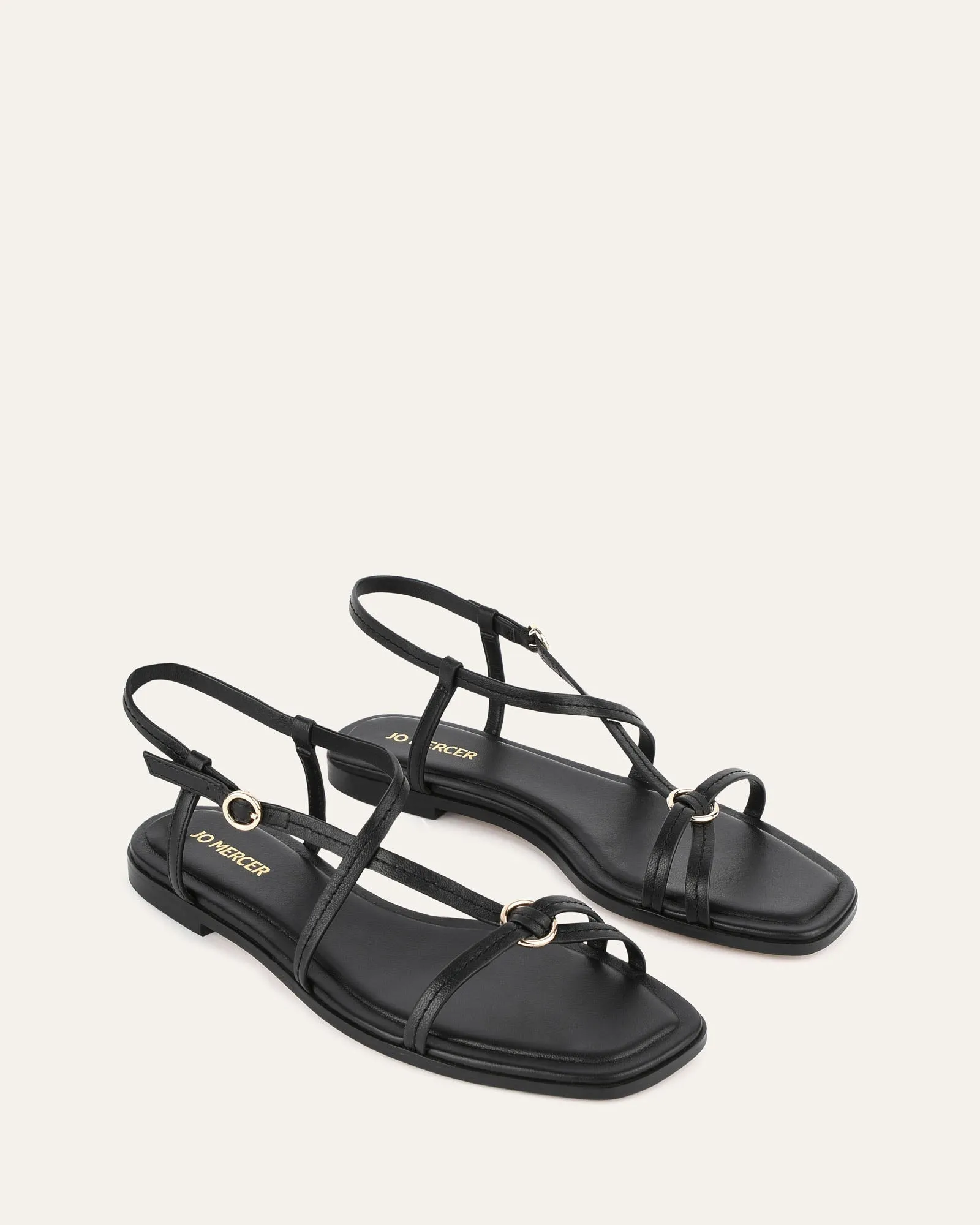 ADDI FLAT SANDALS BLACK LEATHER Jo Mercer
