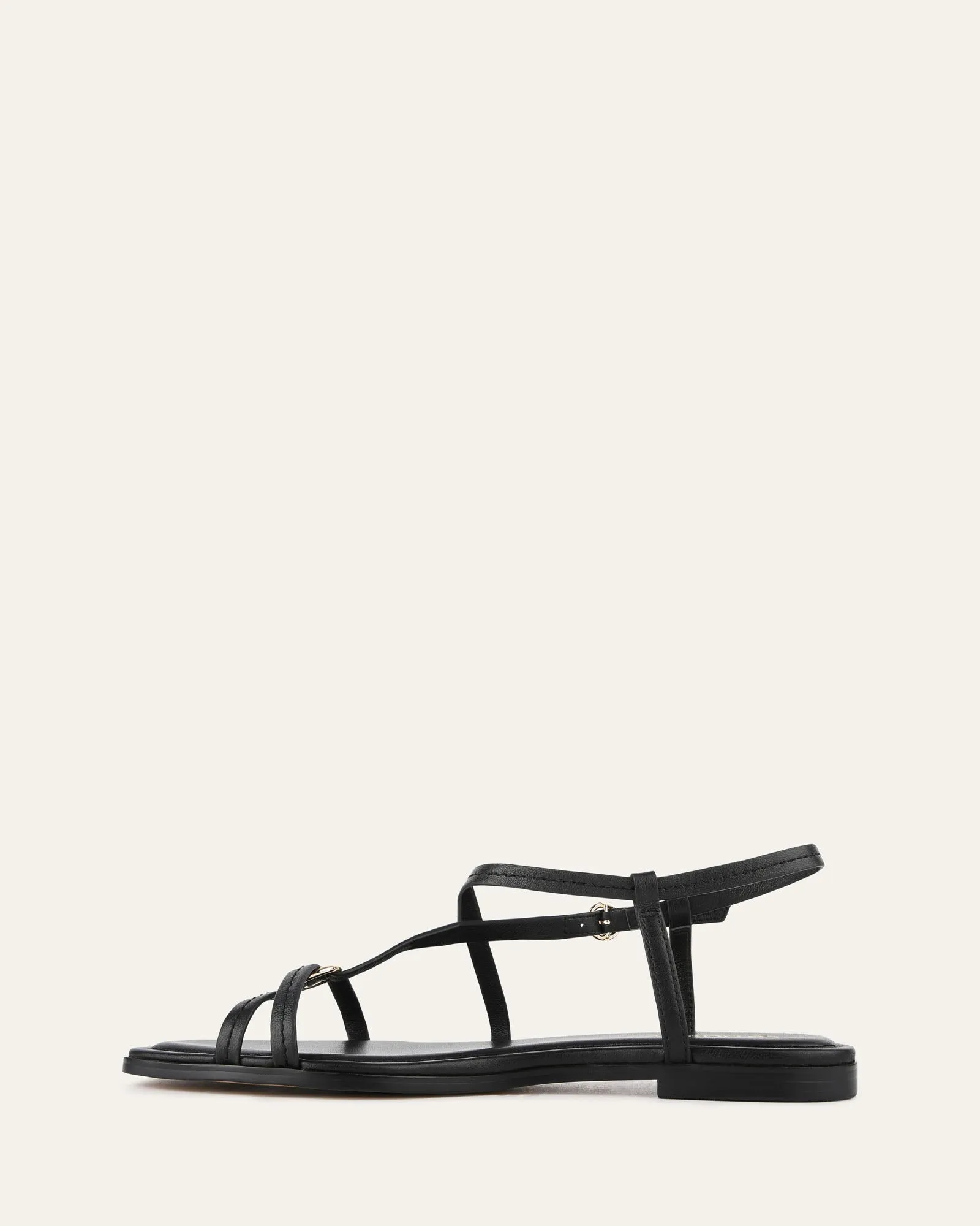 ADDI FLAT SANDALS BLACK LEATHER Jo Mercer