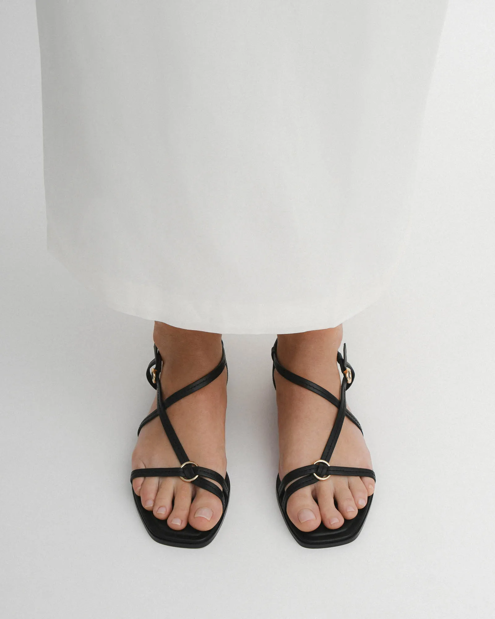 ADDI FLAT SANDALS BLACK LEATHER Jo Mercer