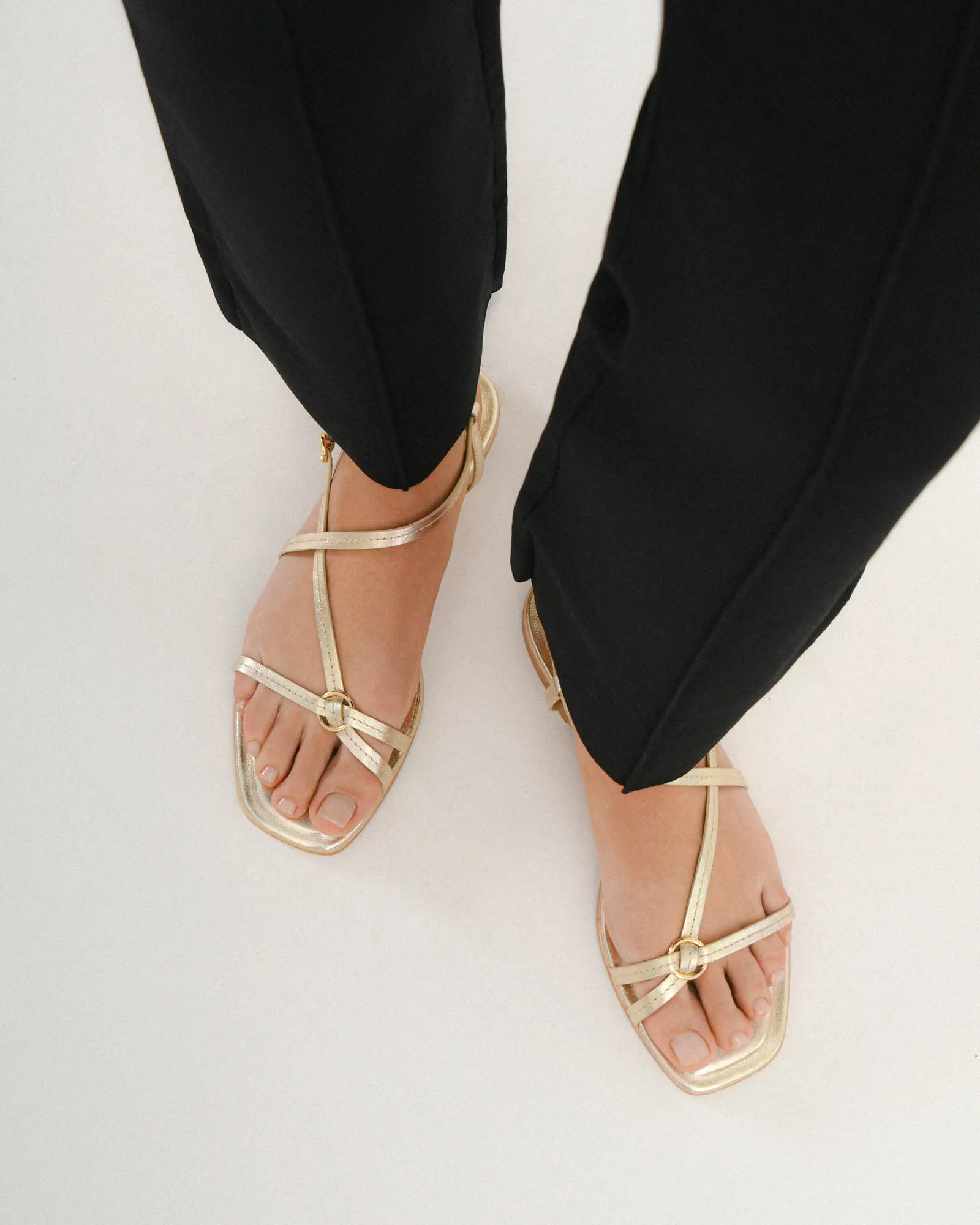 ADDI FLAT SANDALS SOFT GOLD LEATHER Jo Mercer