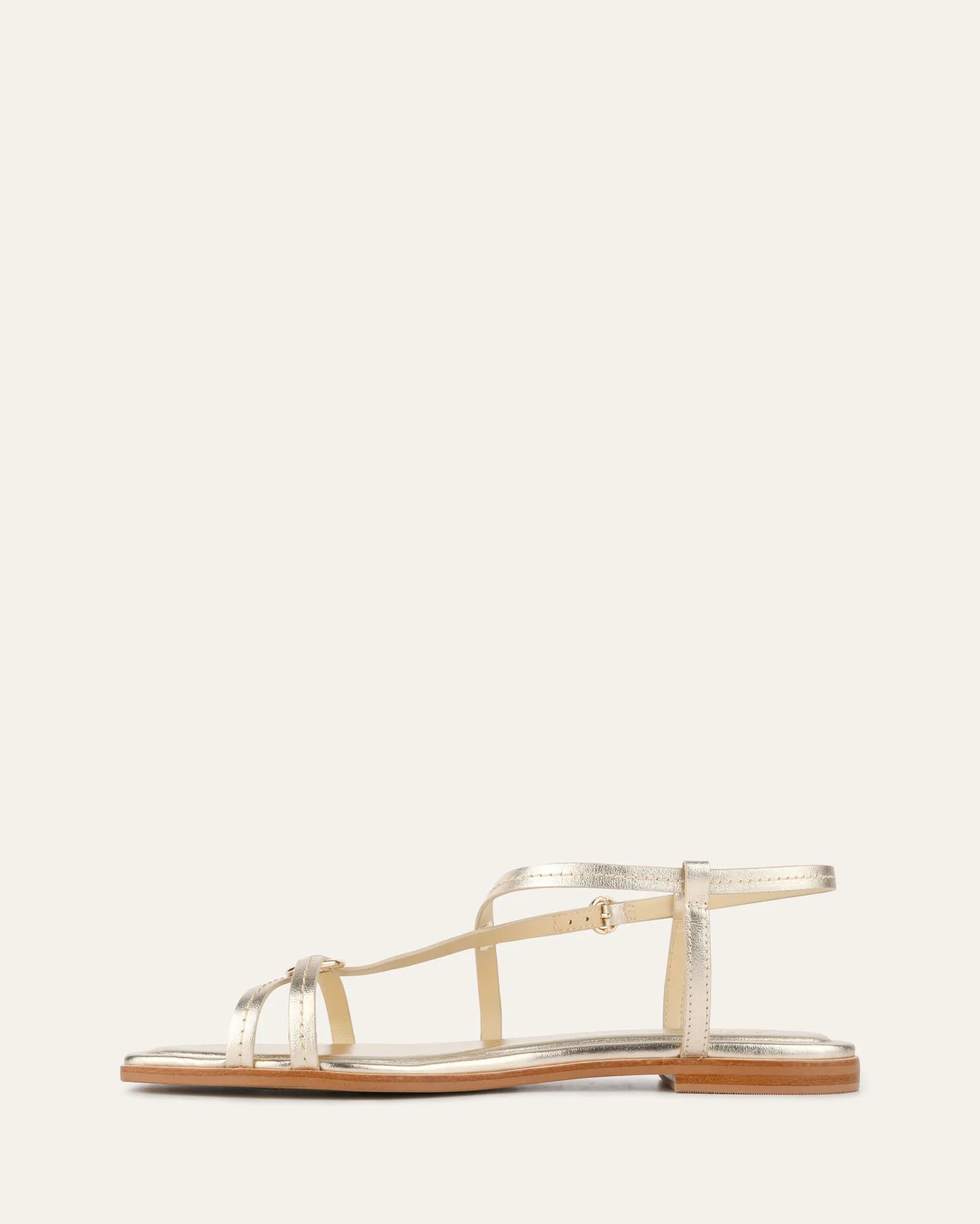 ADDI FLAT SANDALS SOFT GOLD LEATHER Jo Mercer