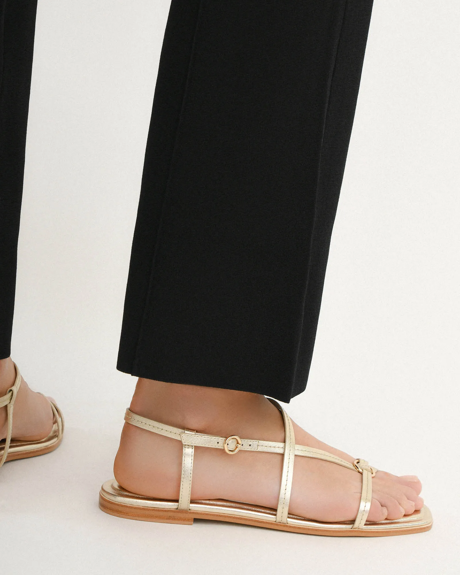 ADDI FLAT SANDALS SOFT GOLD LEATHER Jo Mercer