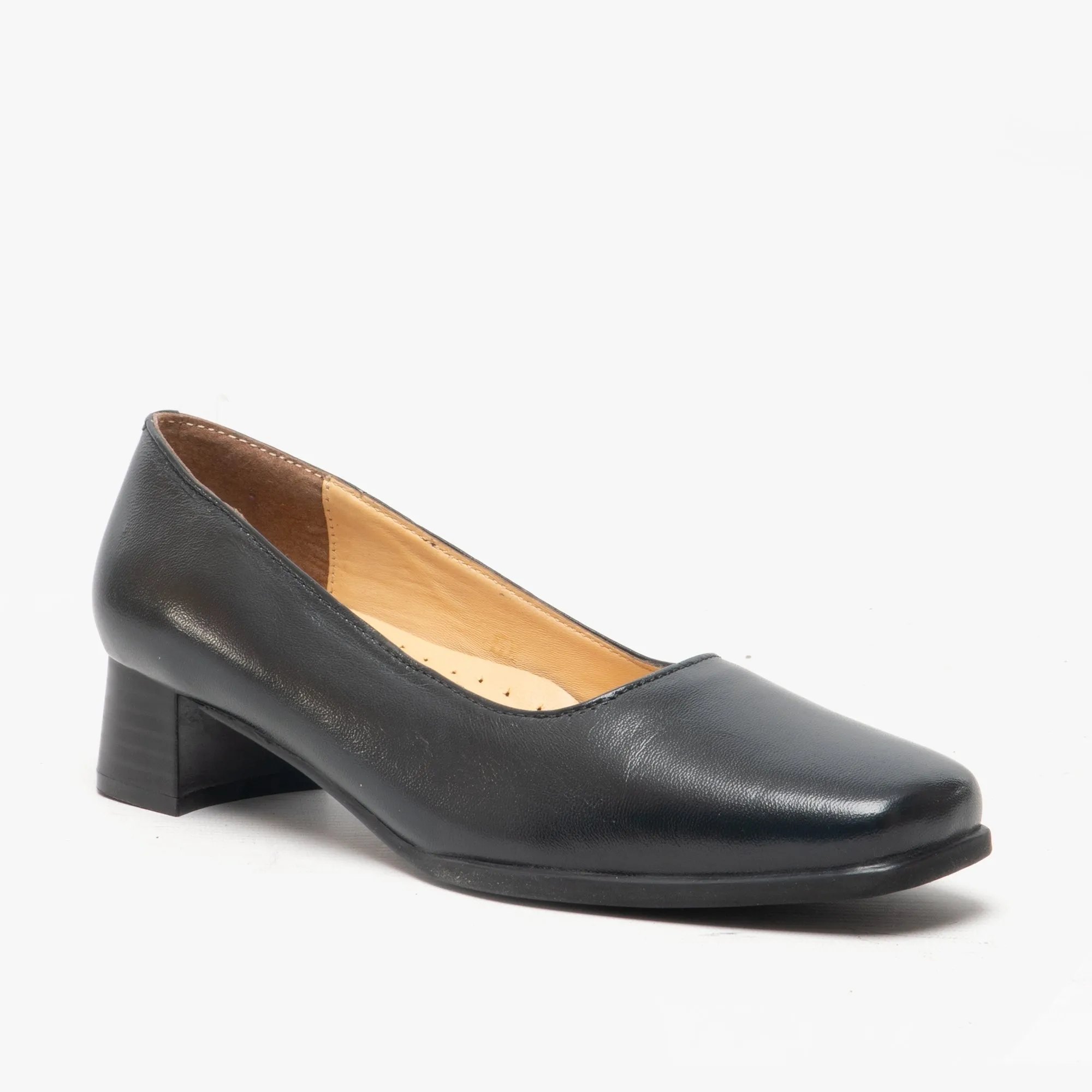 Amblers WALFORD Womens Leather Court Shoes Navy