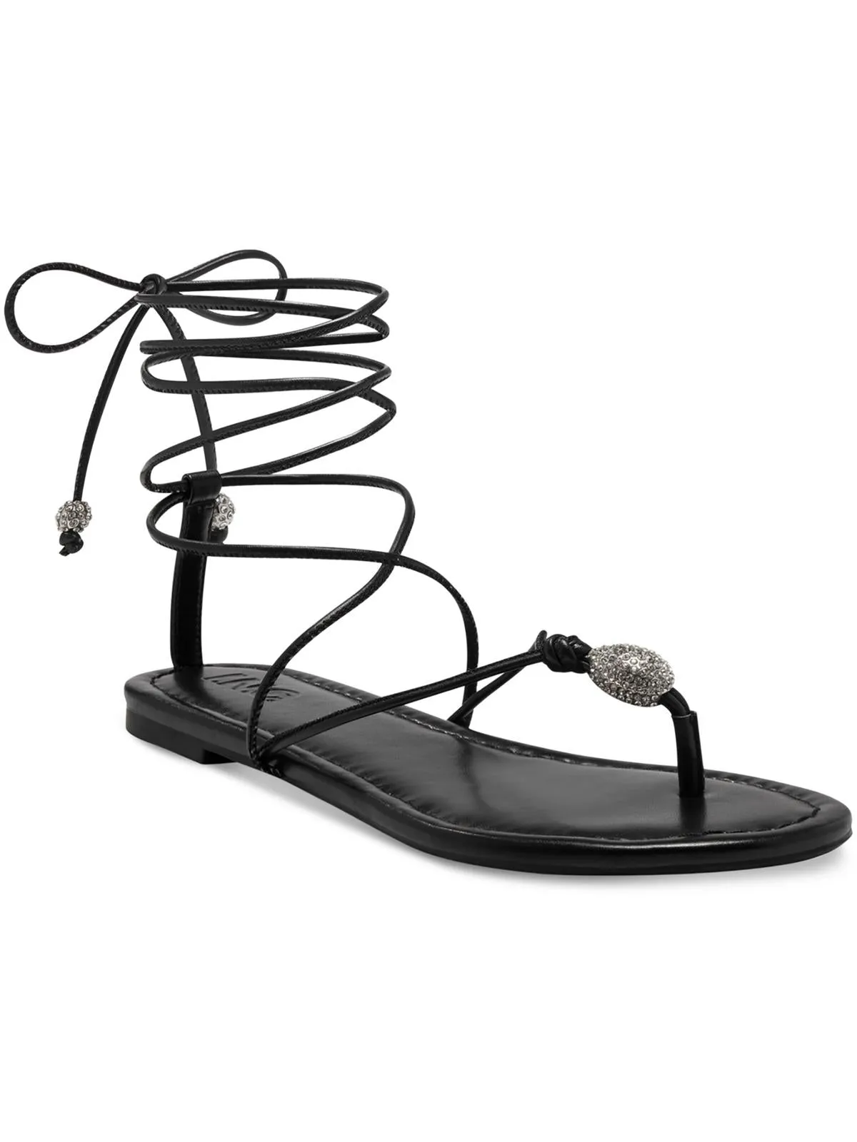 Amille Womens Faux Leather Ankle Tie Strappy Sandals