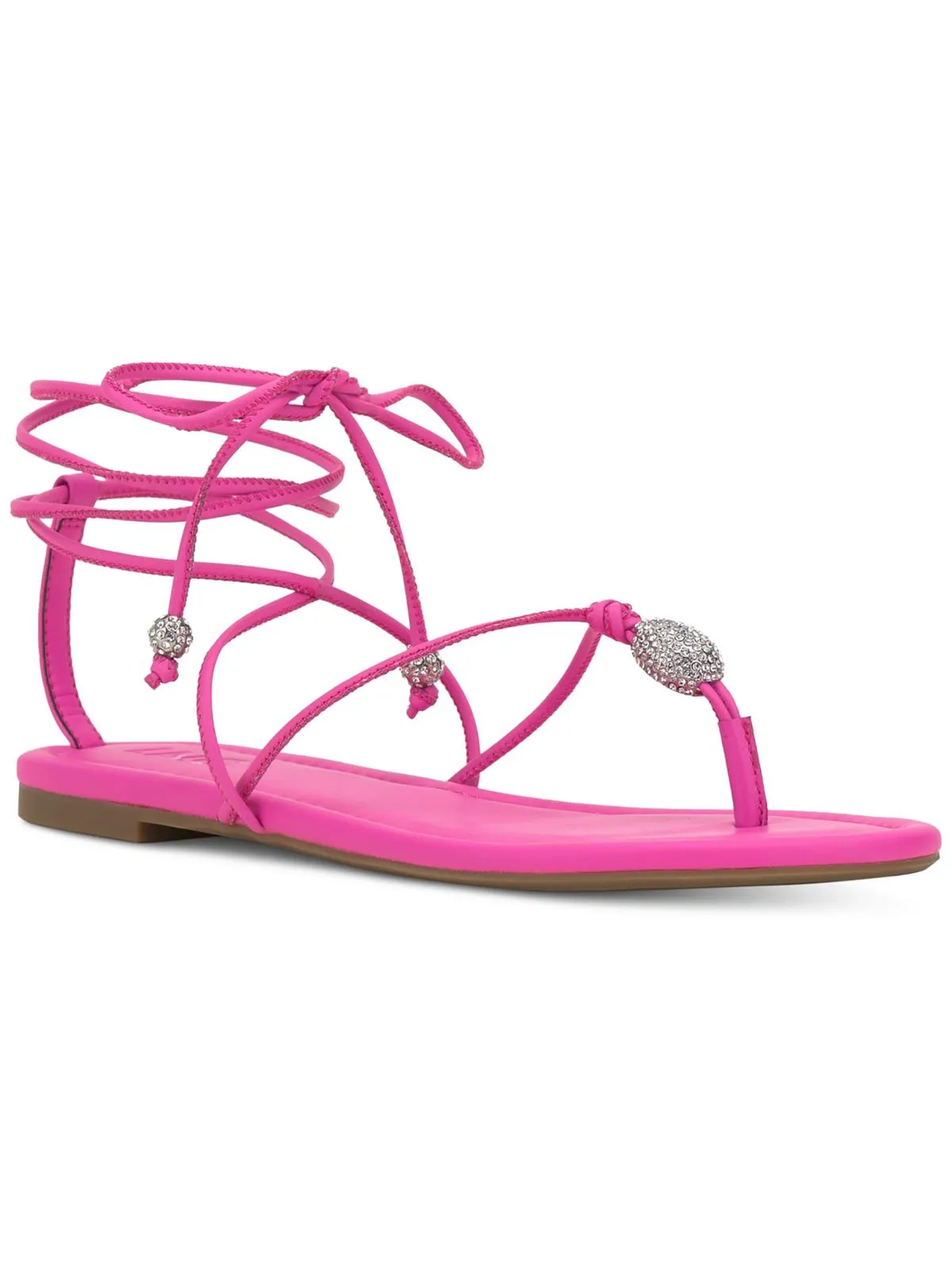 Amille Womens Faux Leather Ankle Tie Strappy Sandals