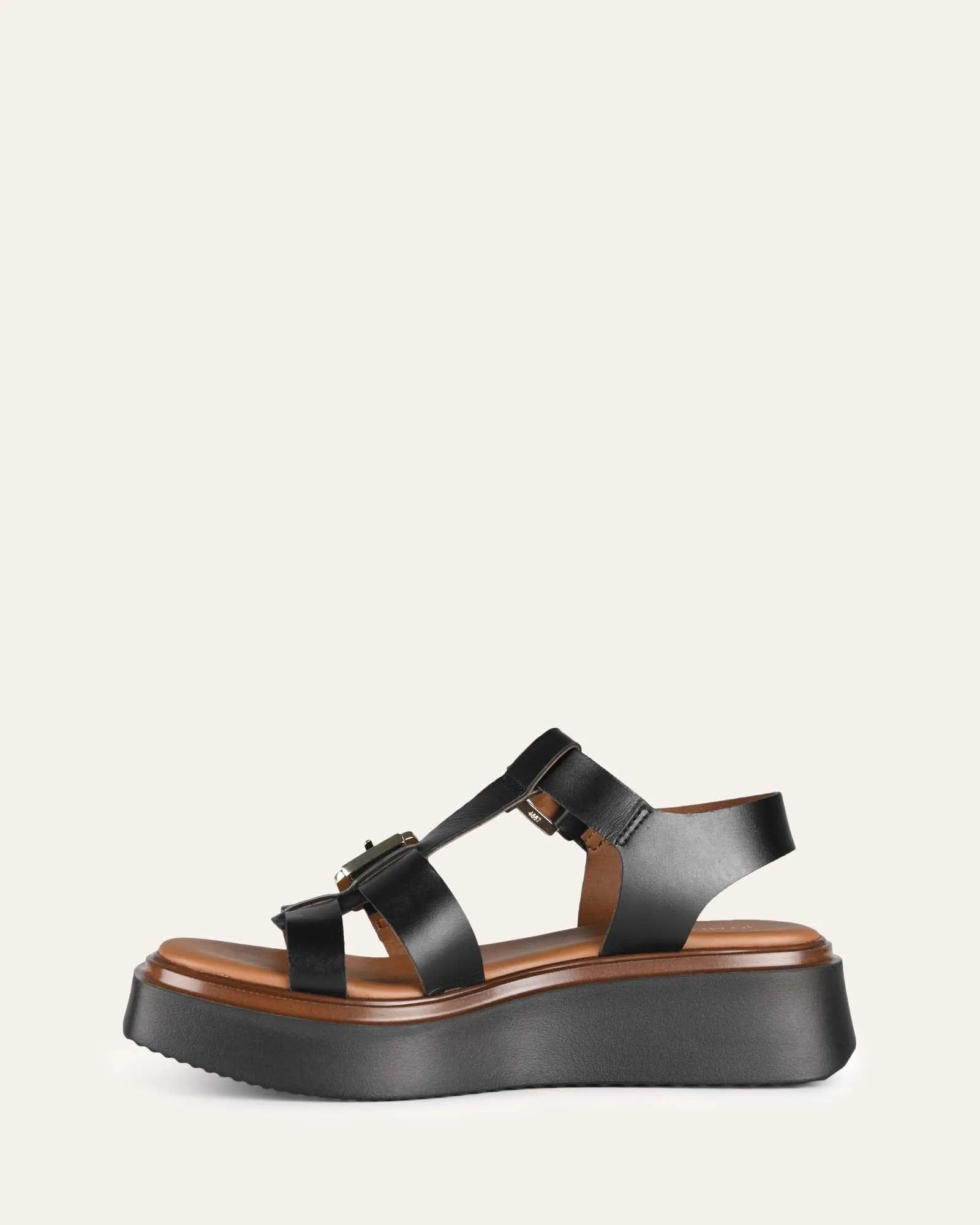 ANGELINA FLAT SANDALS BLACK LEATHER Jo Mercer