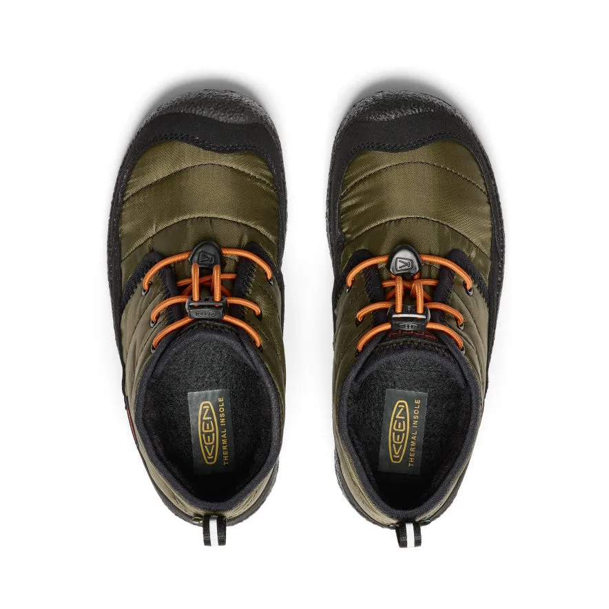 Big Kids' Howser II Waterproof Chukka  |  Dark Olive/Gold Flame KEEN