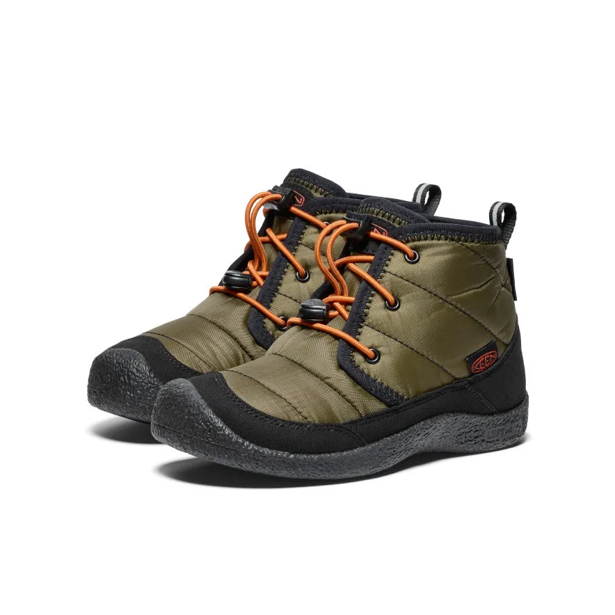 Big Kids' Howser II Waterproof Chukka  |  Dark Olive/Gold Flame KEEN