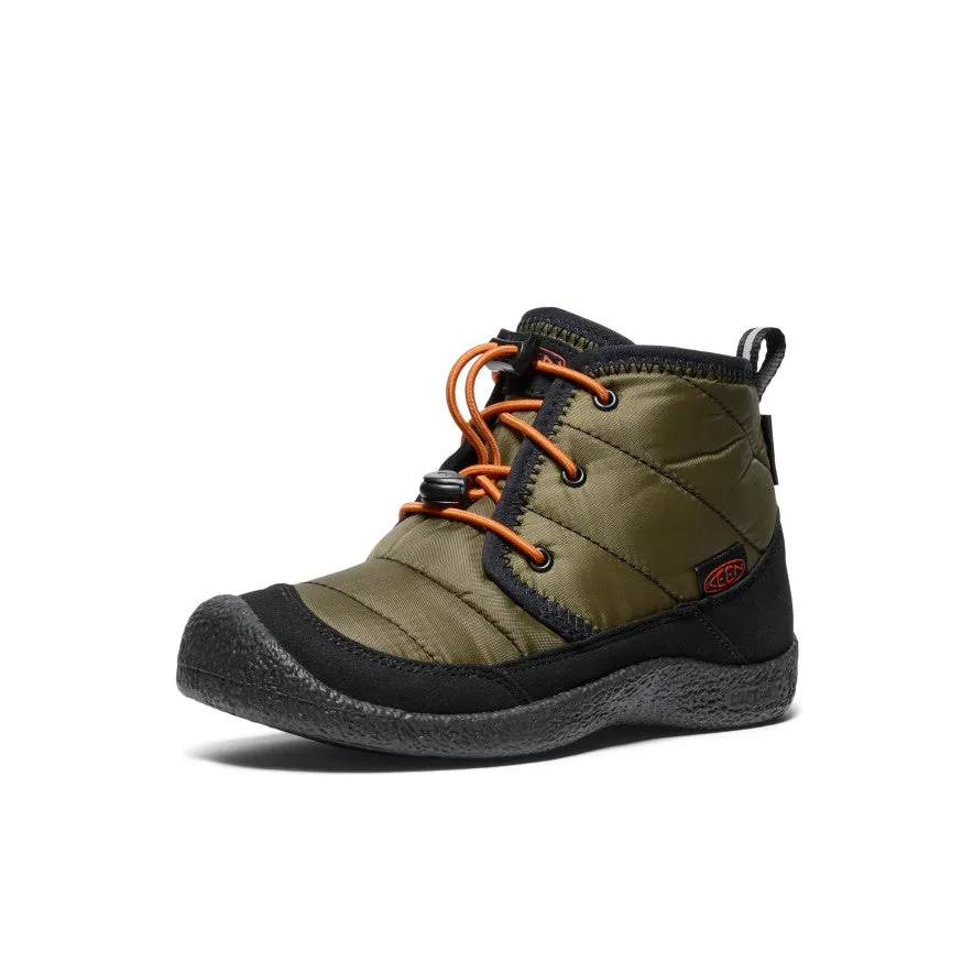 Big Kids' Howser II Waterproof Chukka  |  Dark Olive/Gold Flame KEEN