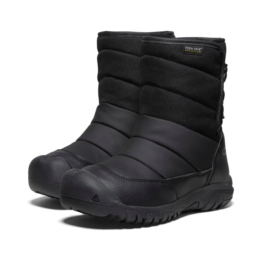 Big Kids' Puffrider Waterproof Winter Boot  |  Black/Steel Grey KEEN