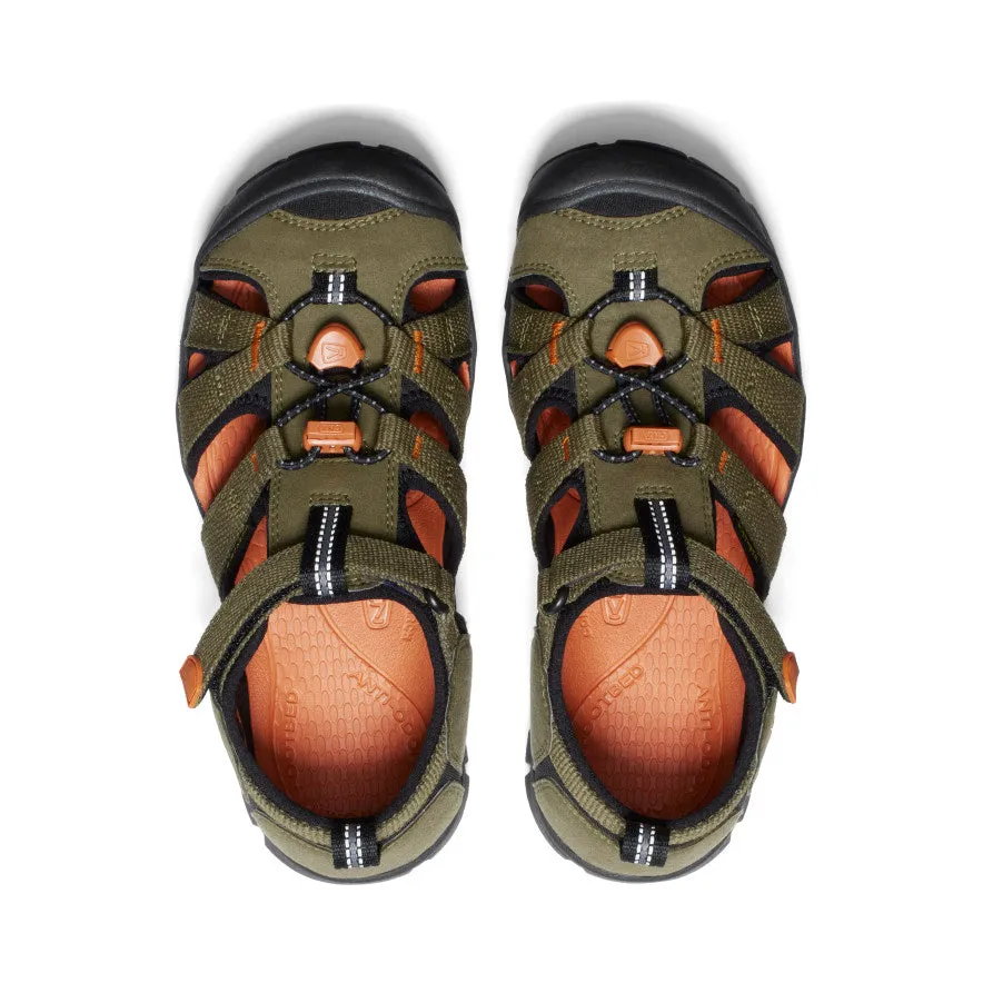 Big Kids' Seacamp II CNX  |  Dark Olive/Gold Flame KEEN