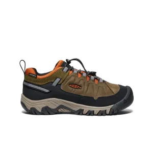 Big Kids' Targhee IV Waterproof Hiking Shoe  |  Dark Olive/Gold Flame KEEN
