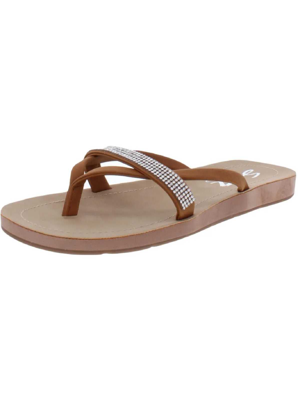 Bondi Caramel Womens Faux Leather Embellished Thong Sandals