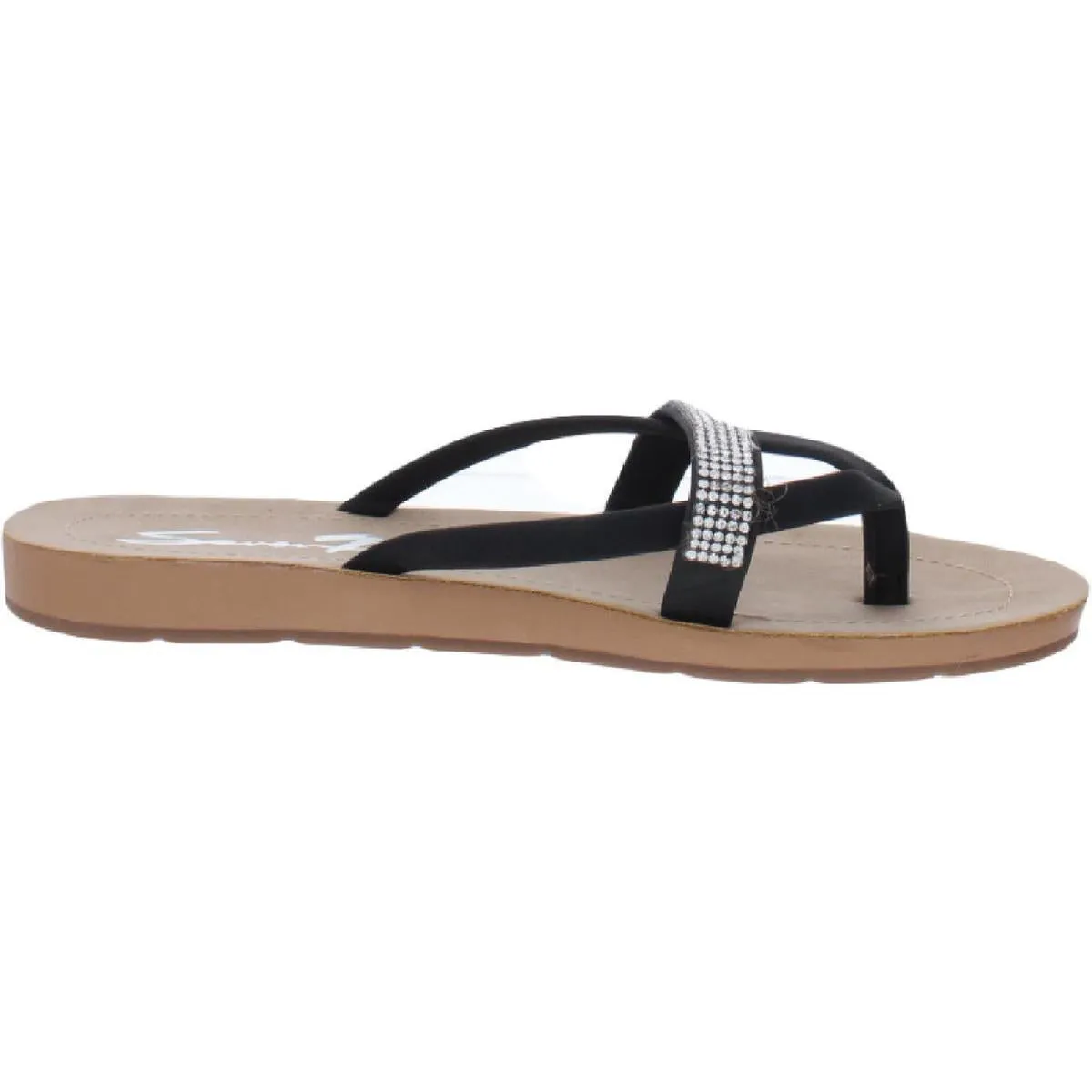 Bondi Caramel Womens Faux Leather Embellished Thong Sandals