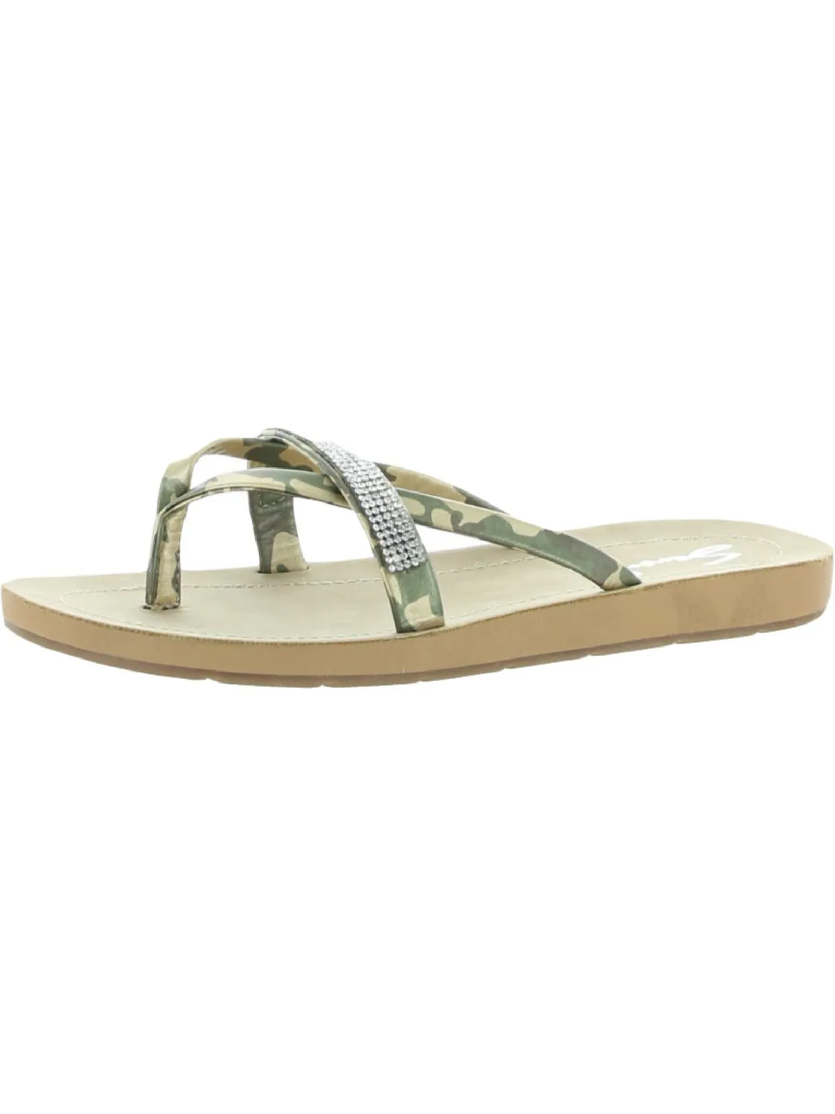 Bondi Caramel Womens Faux Leather Embellished Thong Sandals