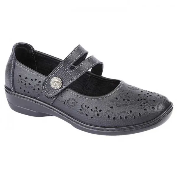 Boulevard CHARLOTTE Womens Leather Mary Jane Shoes Black