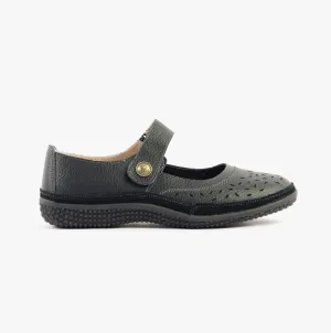 Boulevard ELEANOR Womens Leather Wide Fit Mary Jane Shoes Black