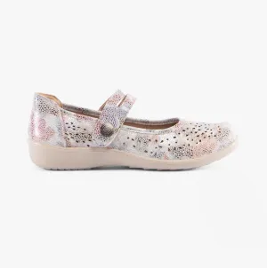 Boulevard L730FM Womens Faux Leather Mary Jane Shoes Multi Floral