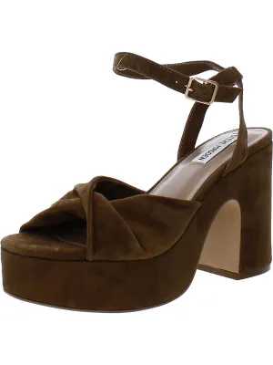 Caelan Womens Suede Block Heel Platform Sandals