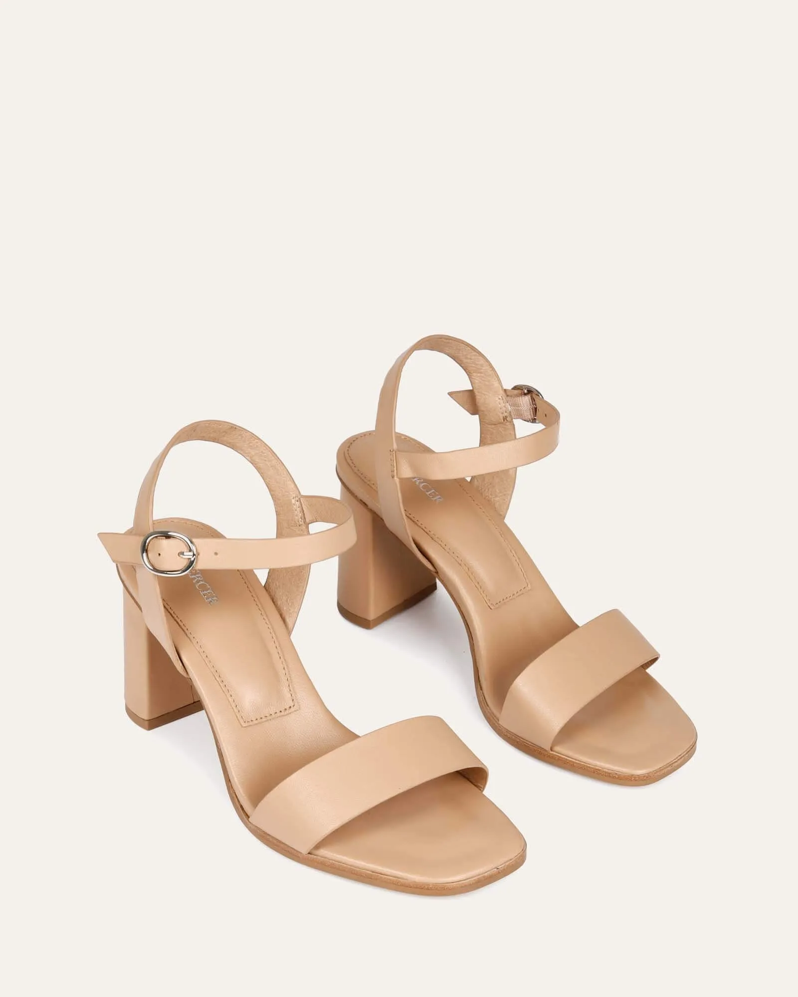 CALAIS HIGH HEEL SANDALS BEIGE LEATHER Jo Mercer