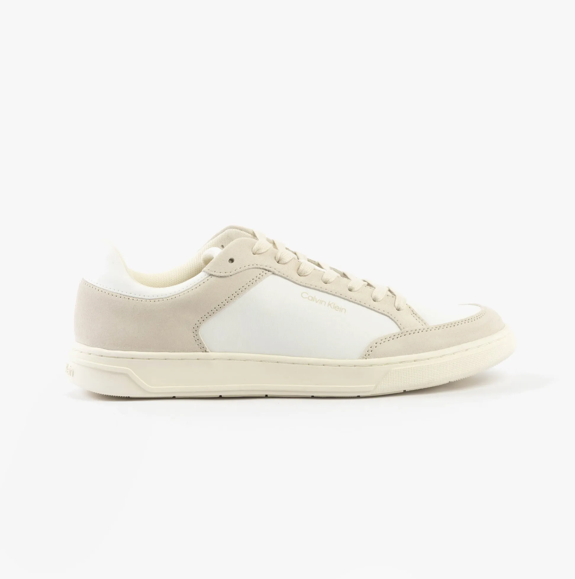 Calvin Klein LOW TOP LACE UP Mens Trainers White/Dark Ecru