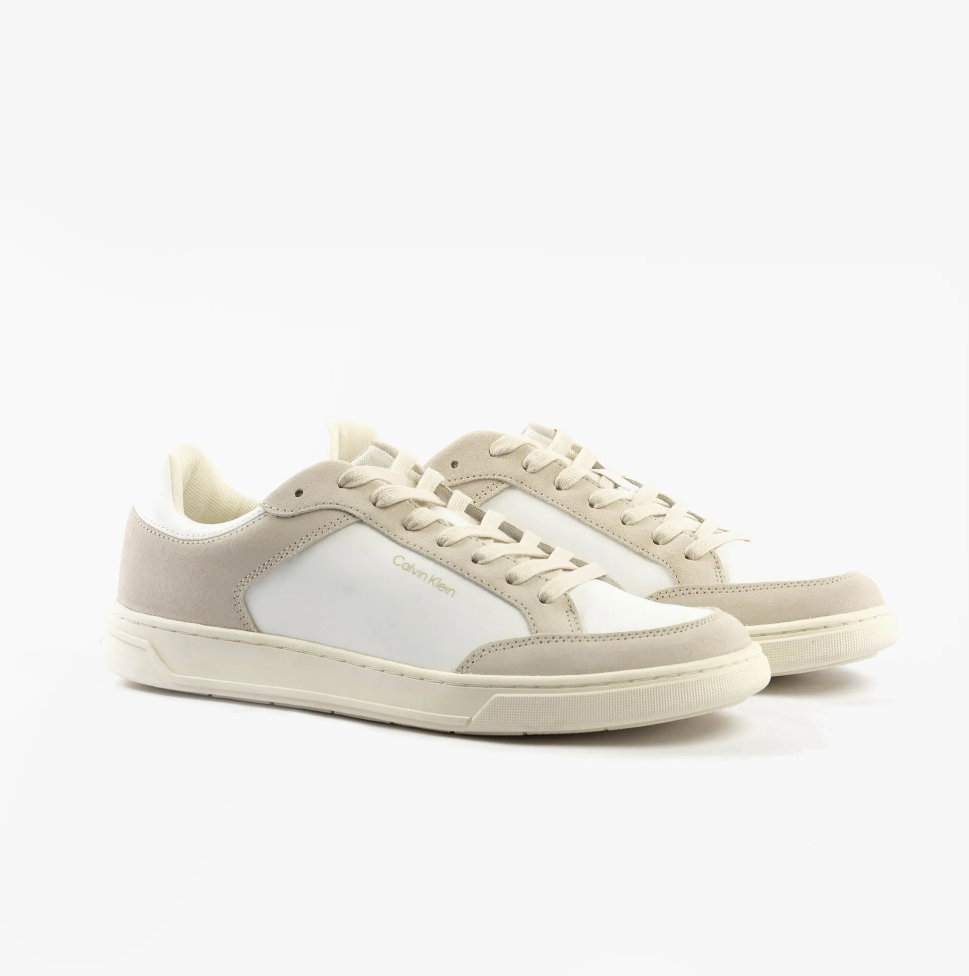 Calvin Klein LOW TOP LACE UP Mens Trainers White/Dark Ecru