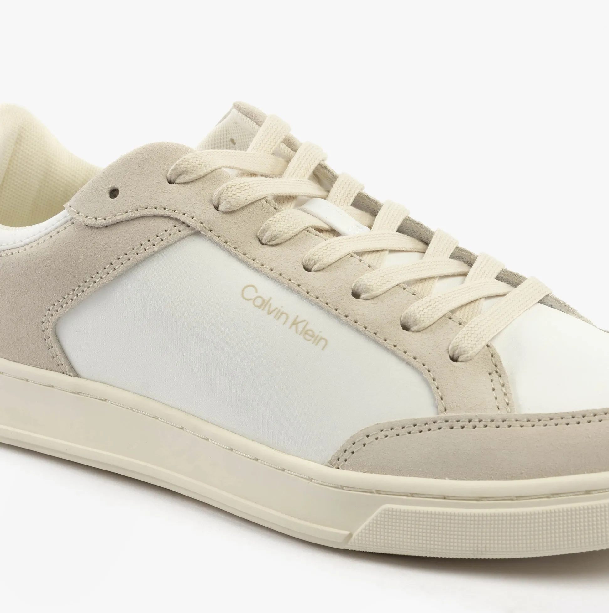 Calvin Klein LOW TOP LACE UP Mens Trainers White/Dark Ecru