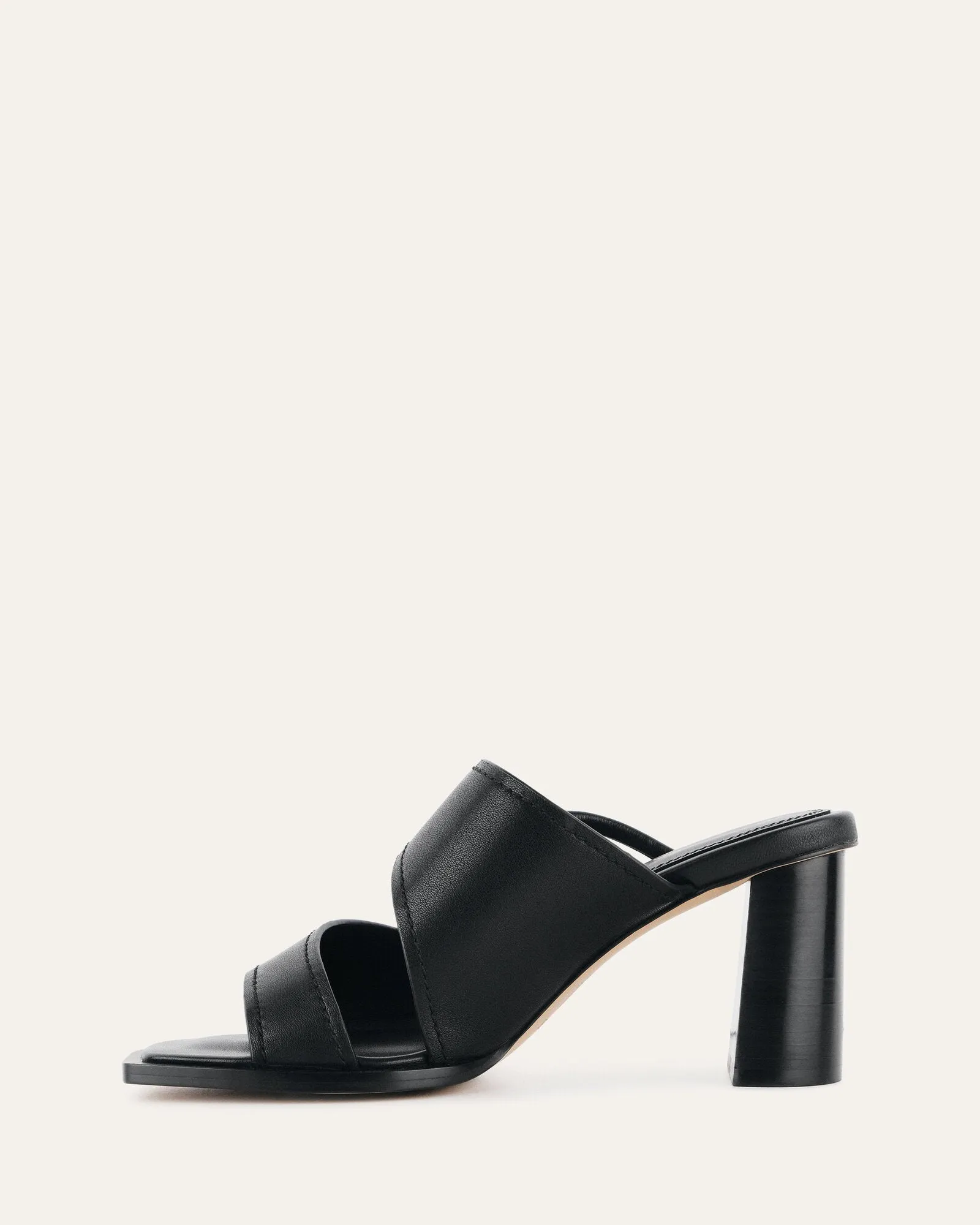CAMMY MID HEEL SANDALS BLACK LEATHER Jo Mercer