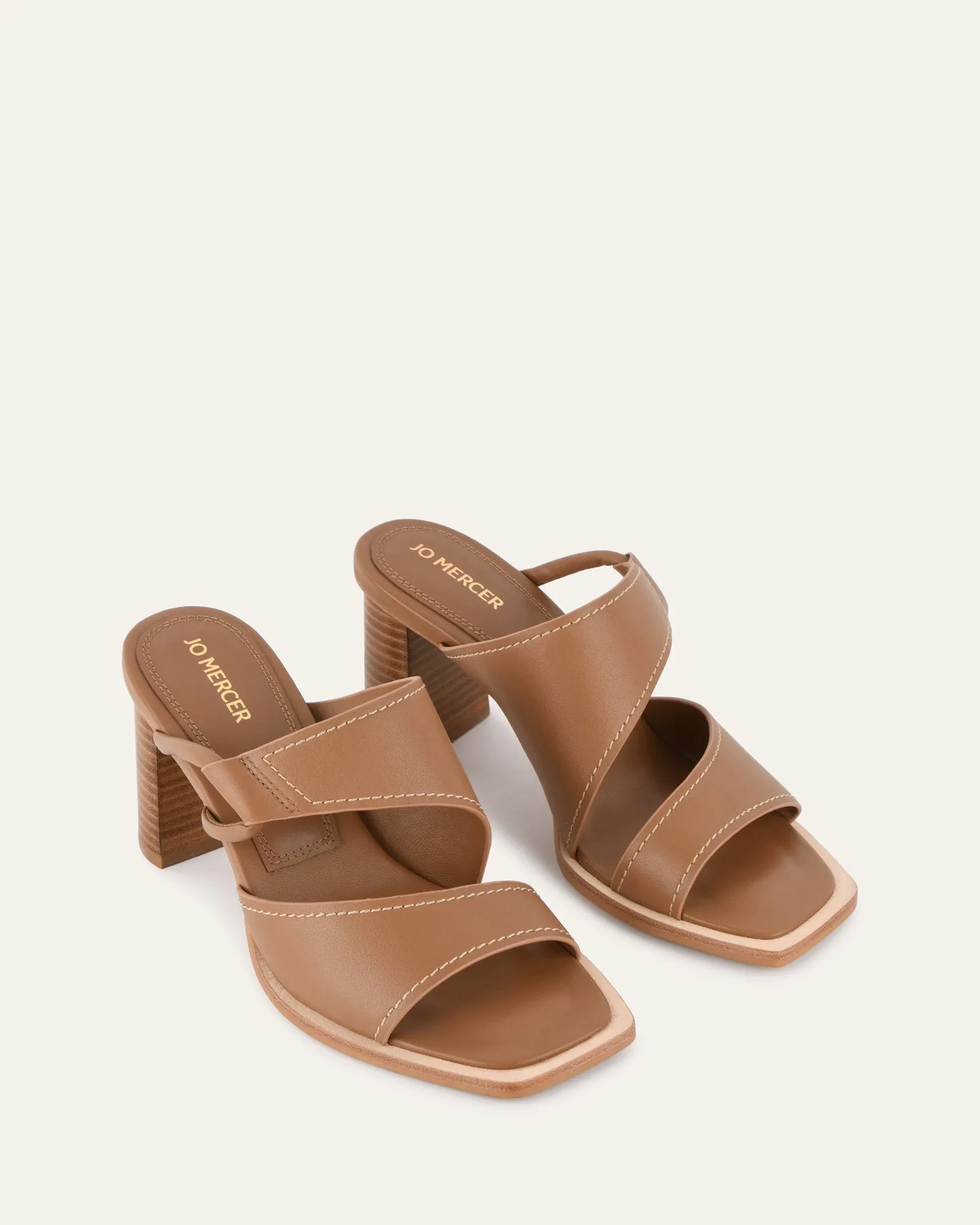 CAMMY MID HEEL SANDALS TAN LEATHER Jo Mercer