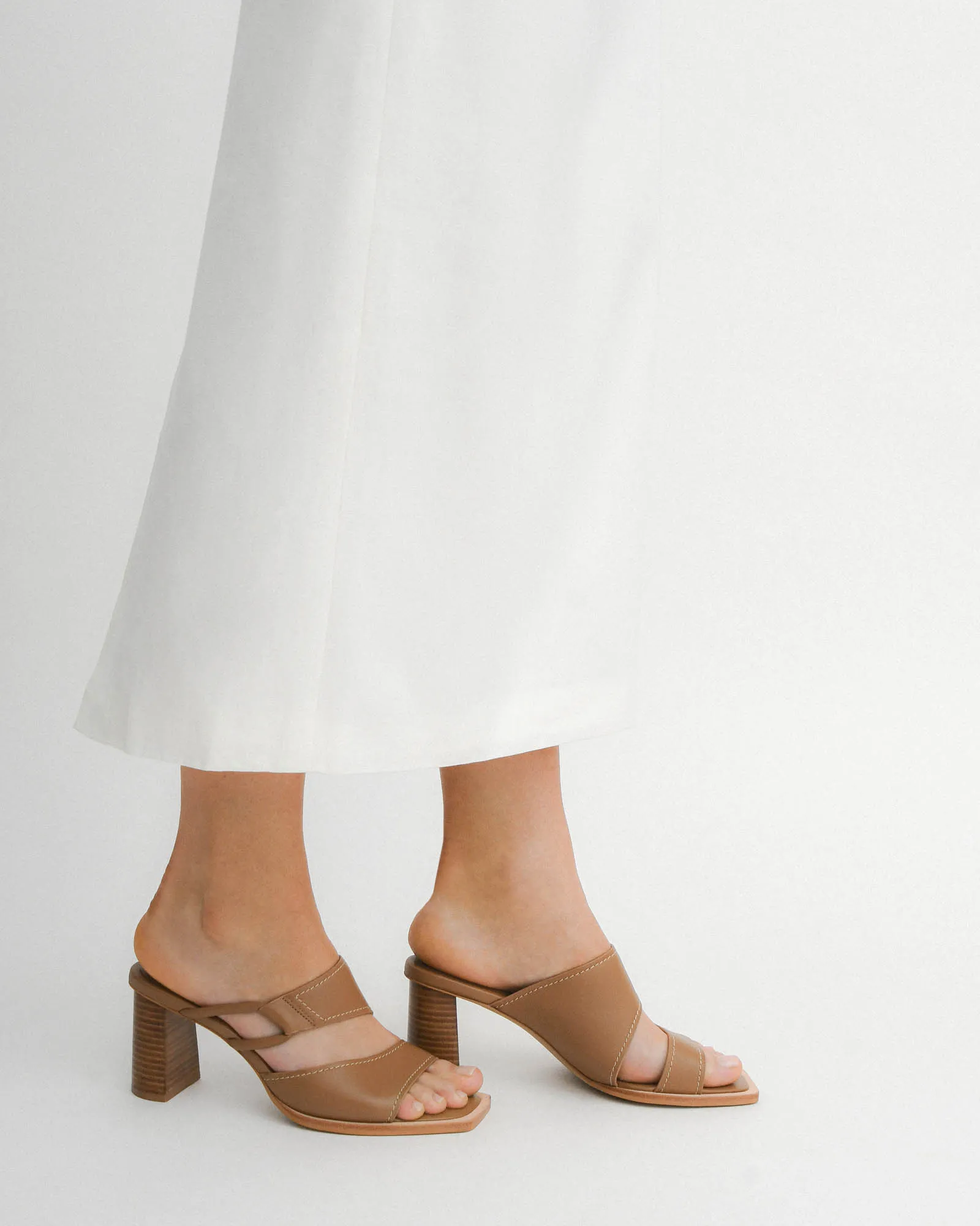 CAMMY MID HEEL SANDALS TAN LEATHER Jo Mercer