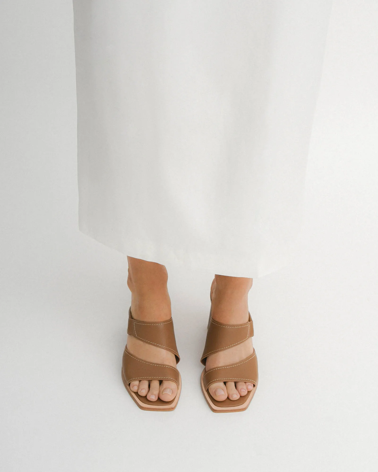 CAMMY MID HEEL SANDALS TAN LEATHER Jo Mercer