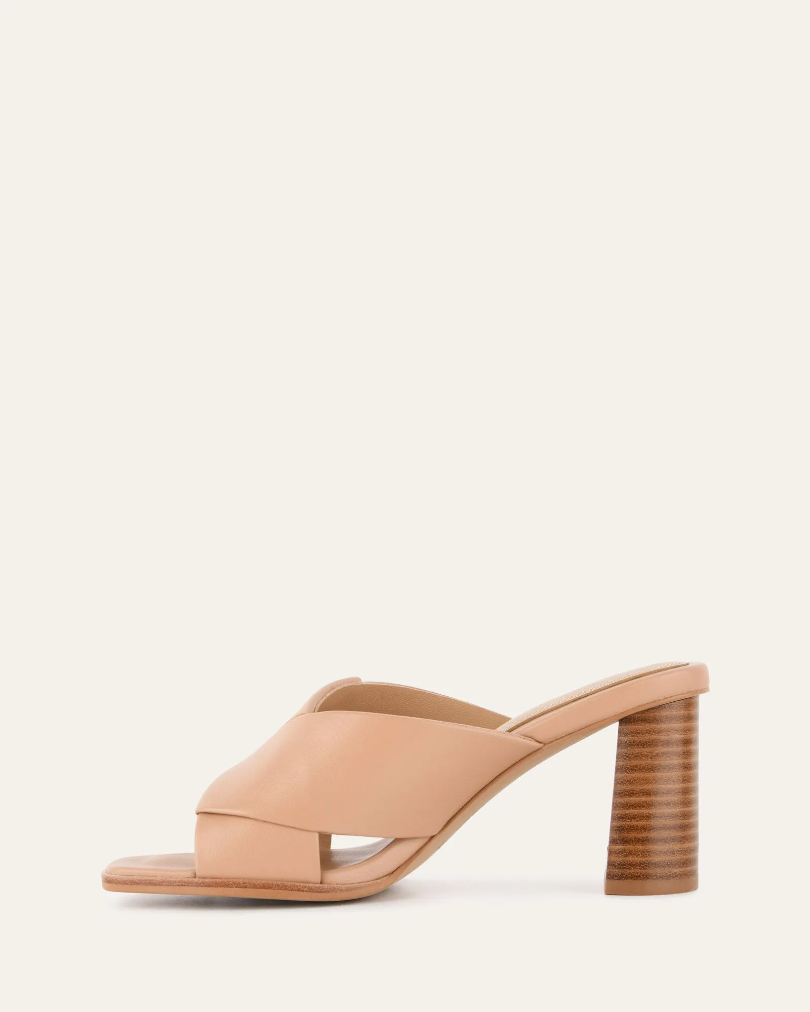 CARRIE MID HEEL SANDALS BEIGE LEATHER Jo Mercer