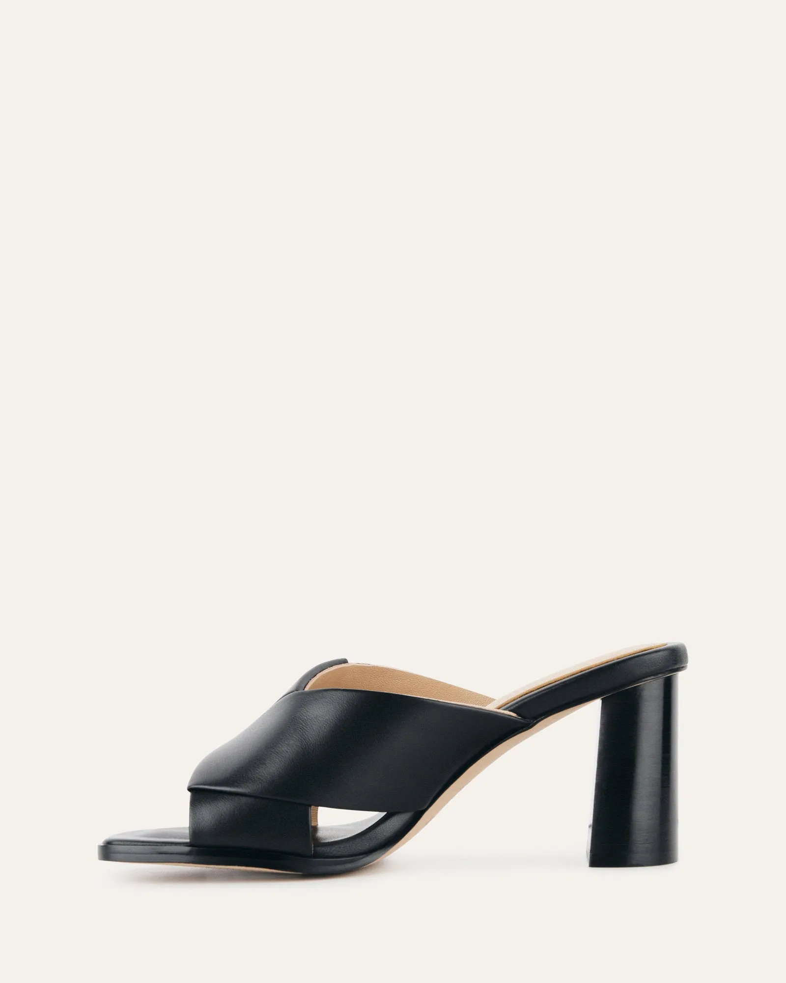 CARRIE MID HEEL SANDALS BLACK LEATHER Jo Mercer