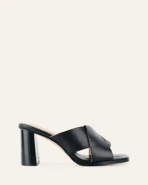 CARRIE MID HEEL SANDALS BLACK LEATHER Jo Mercer