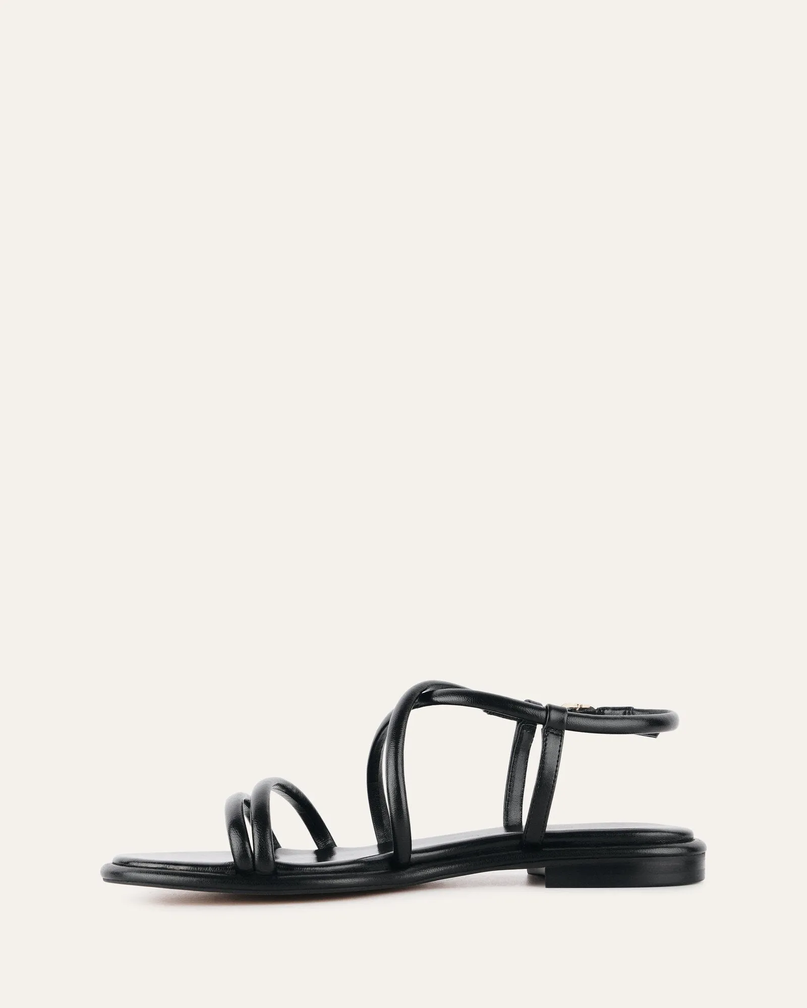 CATALINA FLAT SANDALS BLACK LEATHER Jo Mercer