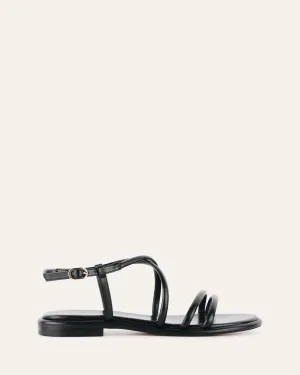 CATALINA FLAT SANDALS BLACK LEATHER Jo Mercer