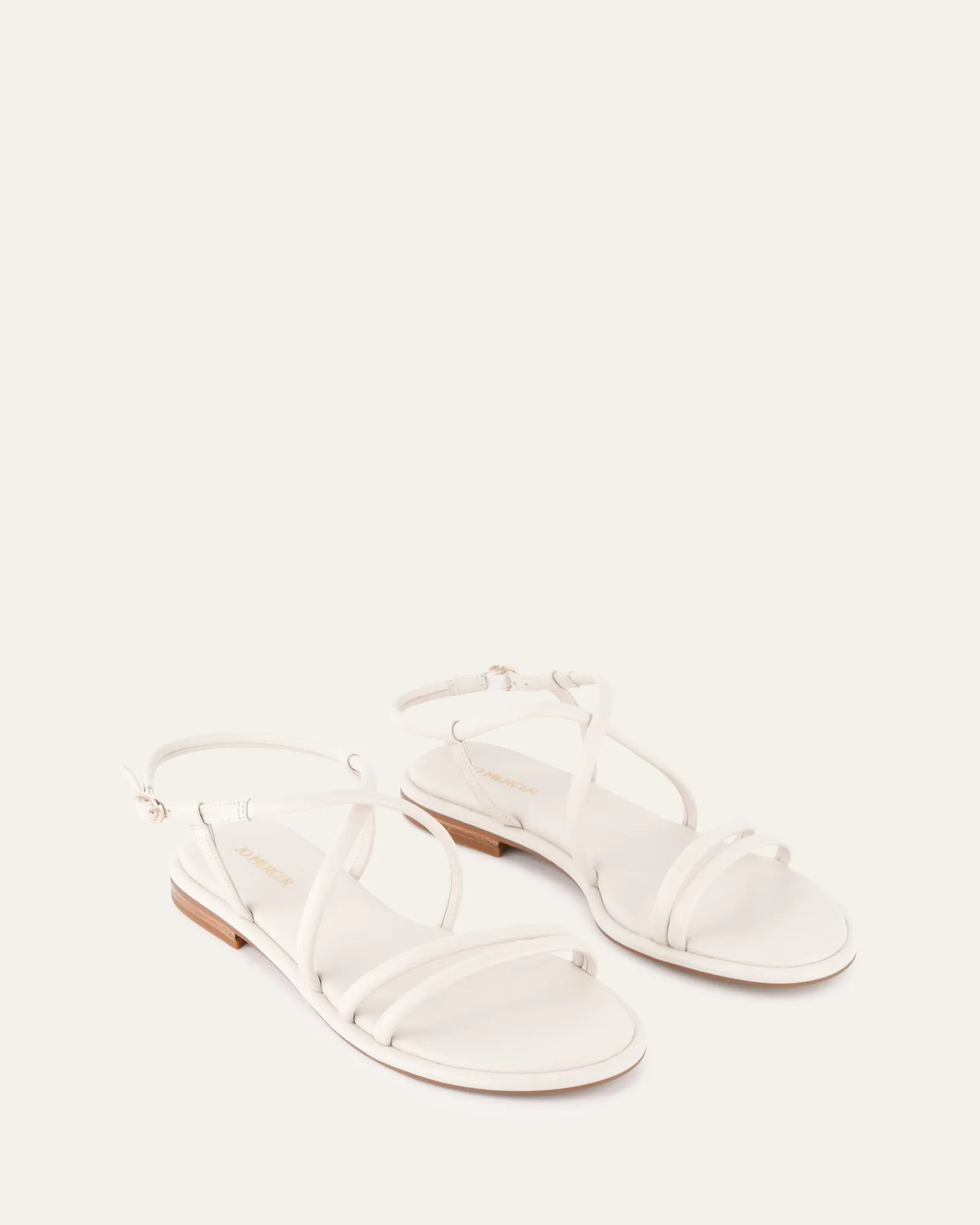 CATALINA FLAT SANDALS OFF WHITE LEATHER Jo Mercer
