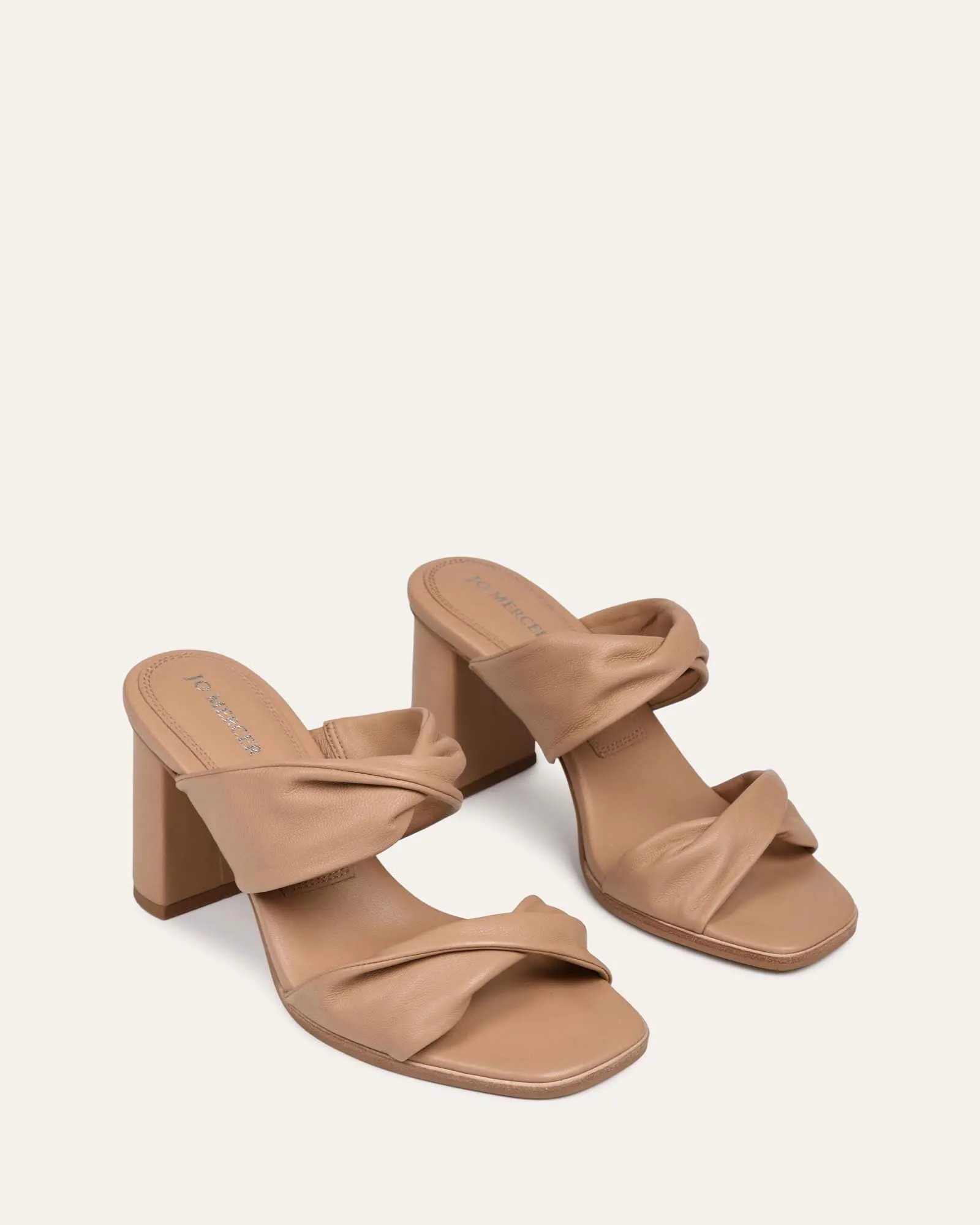 CAYLIE HIGH HEEL SANDALS BEIGE LEATHER Jo Mercer