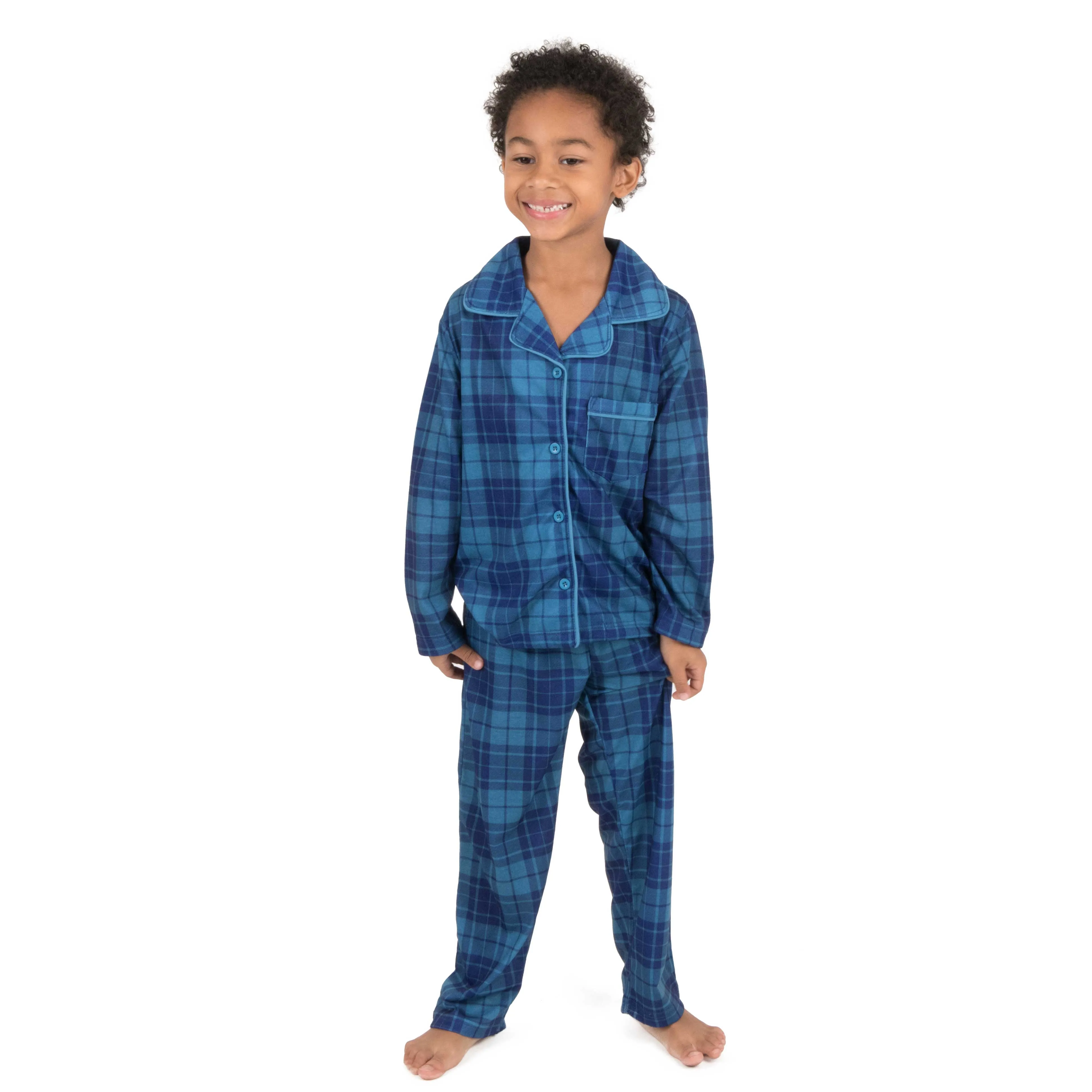 Christmas Kids Two Piece Flannel Feel Pajamas Plaid