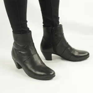 Cipriata GINERVA Womens Leather Pleated Zip Up Ankle Boots Black