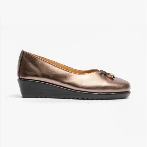 Comfortology DIONE Womens Leather Ballerina Shoes Bronze