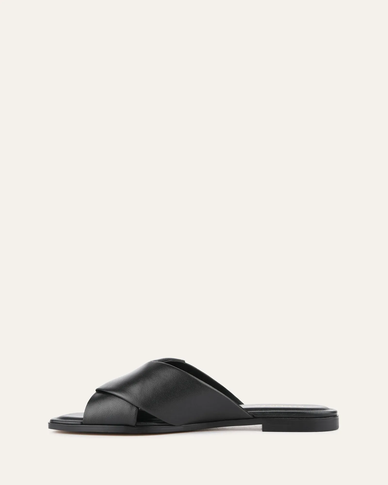 CYRA FLAT SANDALS BLACK LEATHER Jo Mercer