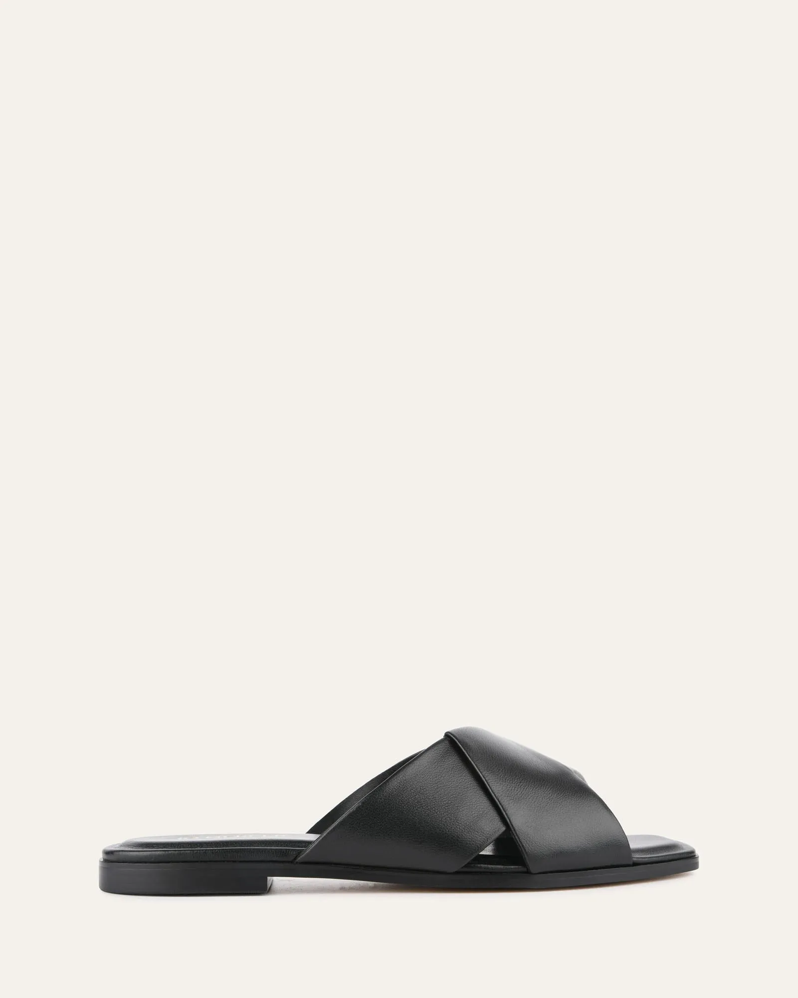 CYRA FLAT SANDALS BLACK LEATHER Jo Mercer