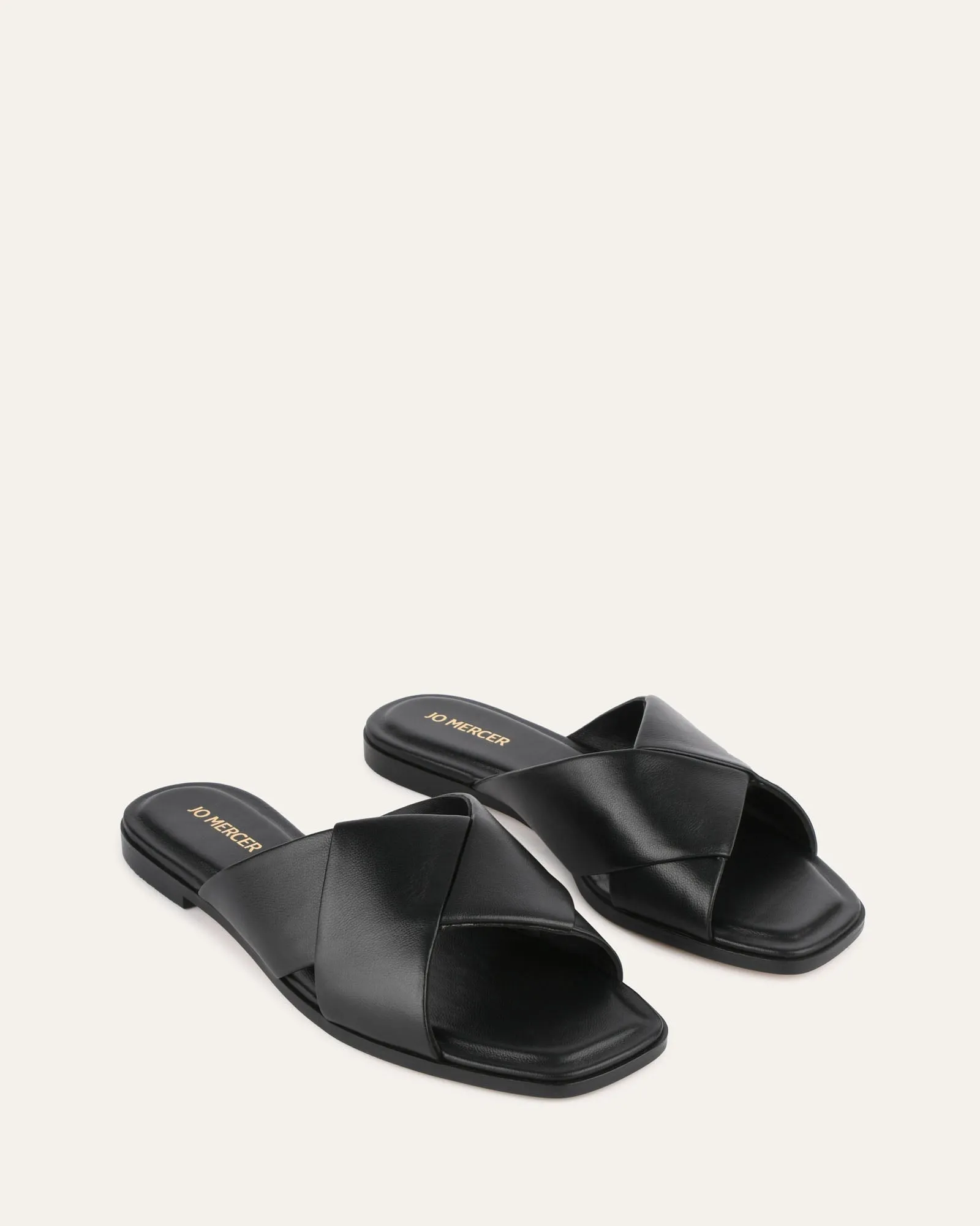 CYRA FLAT SANDALS BLACK LEATHER Jo Mercer