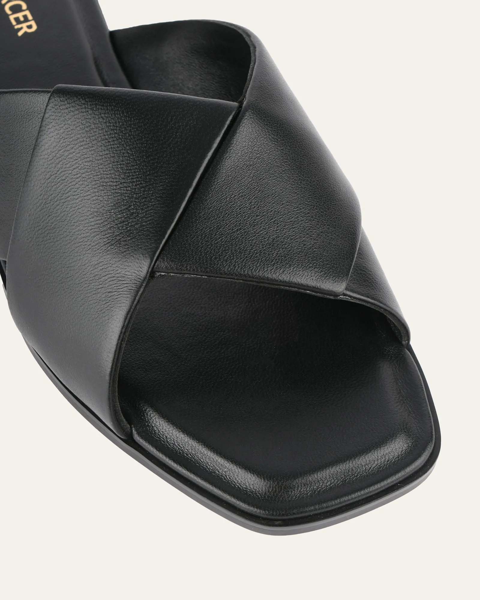 CYRA FLAT SANDALS BLACK LEATHER Jo Mercer