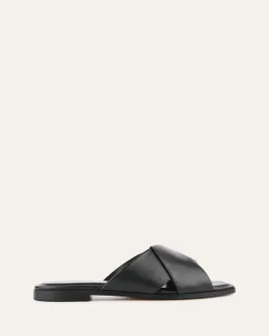 CYRA FLAT SANDALS BLACK LEATHER Jo Mercer