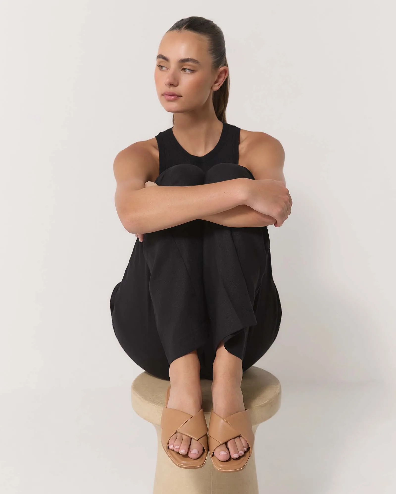 CYRA FLAT SANDALS TOFFEE LEATHER Jo Mercer