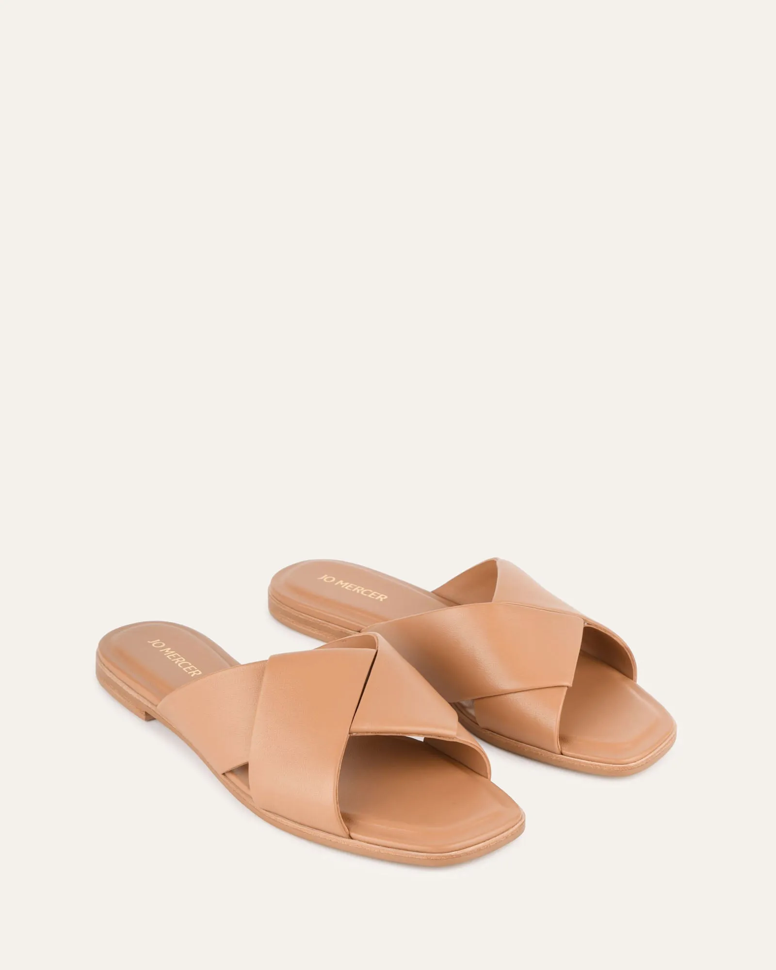 CYRA FLAT SANDALS TOFFEE LEATHER Jo Mercer